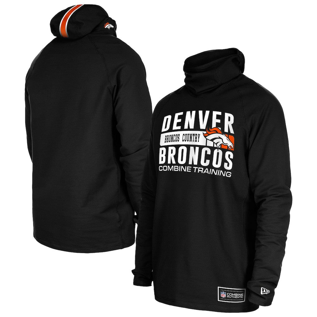 Denver Broncos Functional Fandom Balaclava Helmet Stripe Tri-Blend Hoodie | NFL Hot