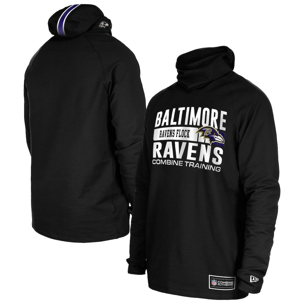 Baltimore Ravens Functional Fandom Balaclava Helmet Stripe Tri-Blend Hoodie | NFL Discount