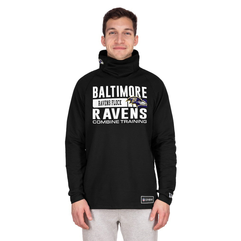 Baltimore Ravens Functional Fandom Balaclava Helmet Stripe Tri-Blend Hoodie | NFL Discount