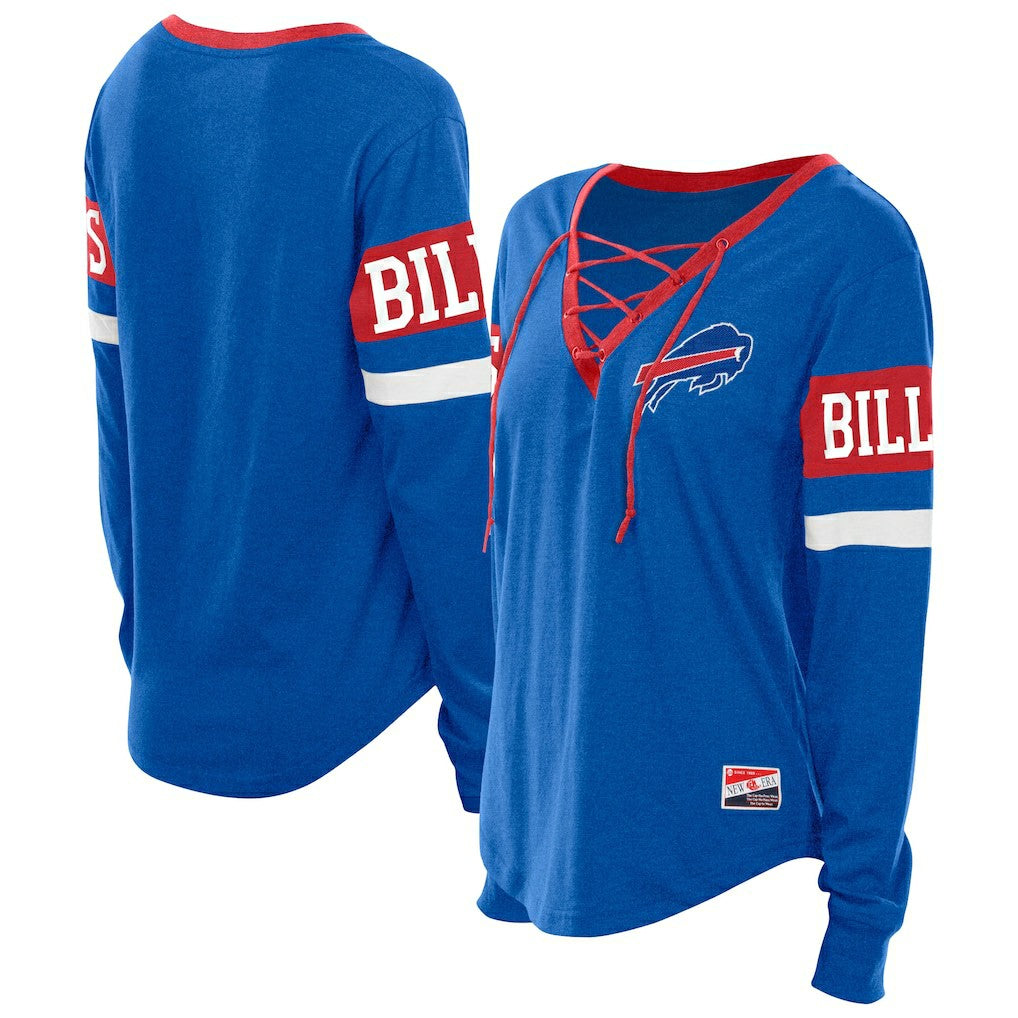 Buffalo Bills Women's Plus Size Throwback Lace-Up Long Sleeve T-Shirt | NFL Near me