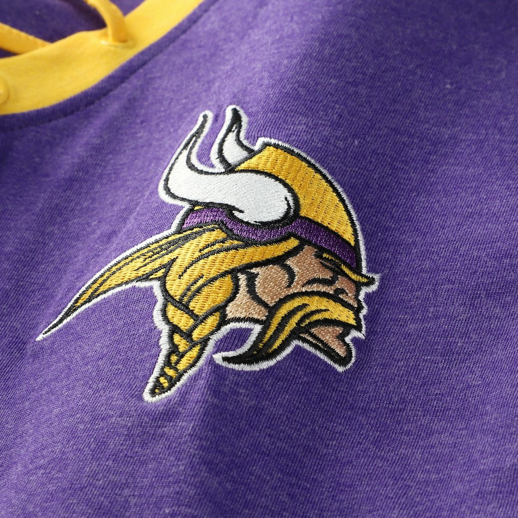 Minnesota Vikings Women's Plus Size Throwback Lace-Up Long Sleeve T-Shirt | NFL Outlet