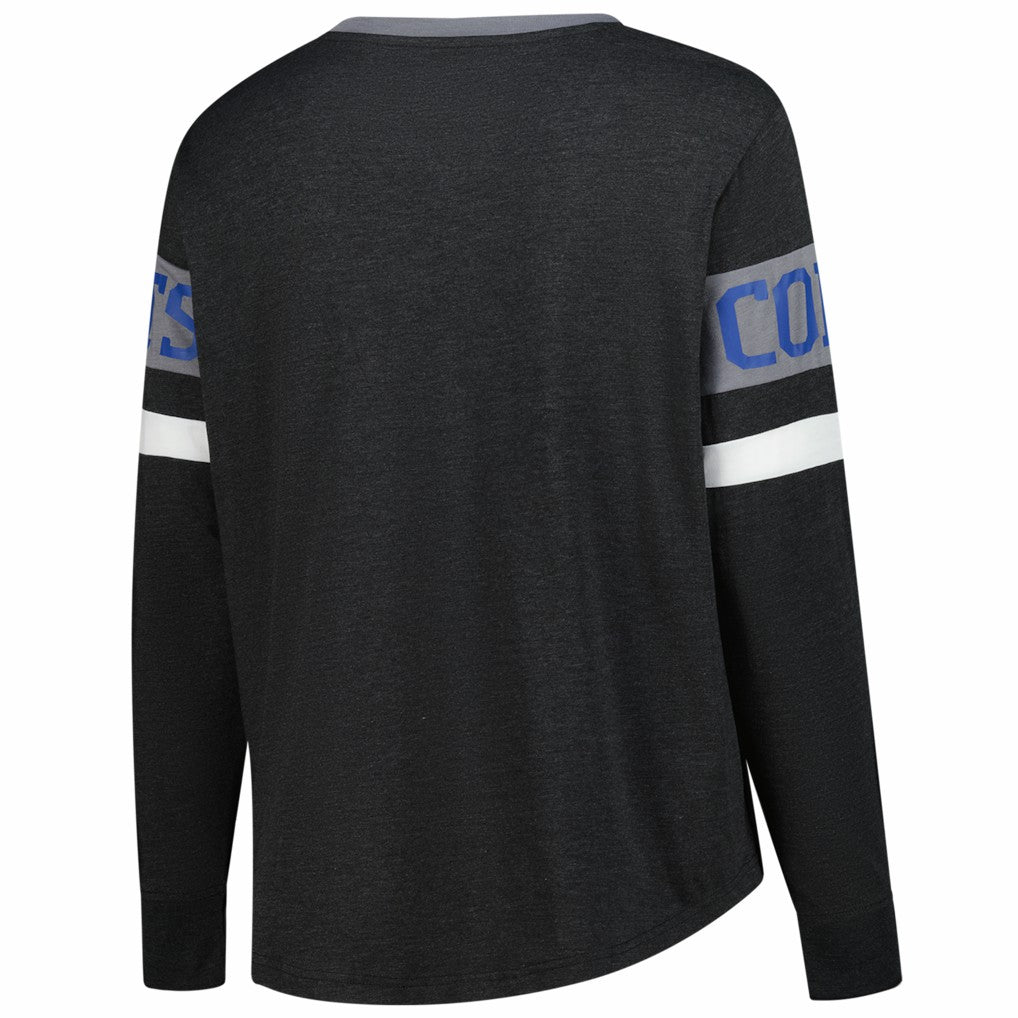 Indianapolis Colts Women's Plus Size Throwback Lace-Up Long Sleeve T-Shirt | NFL Discount