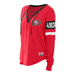 San Francisco 49ers Women's Plus Size Throwback Lace-Up Long Sleeve T-Shirt | NFL Outlet