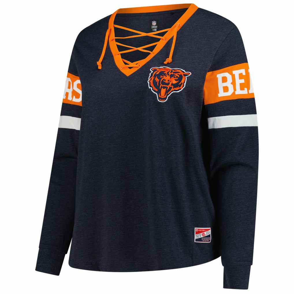 Chicago Bears Women's Plus Size Throwback Lace-Up Long Sleeve T-Shirt | NFL Near me