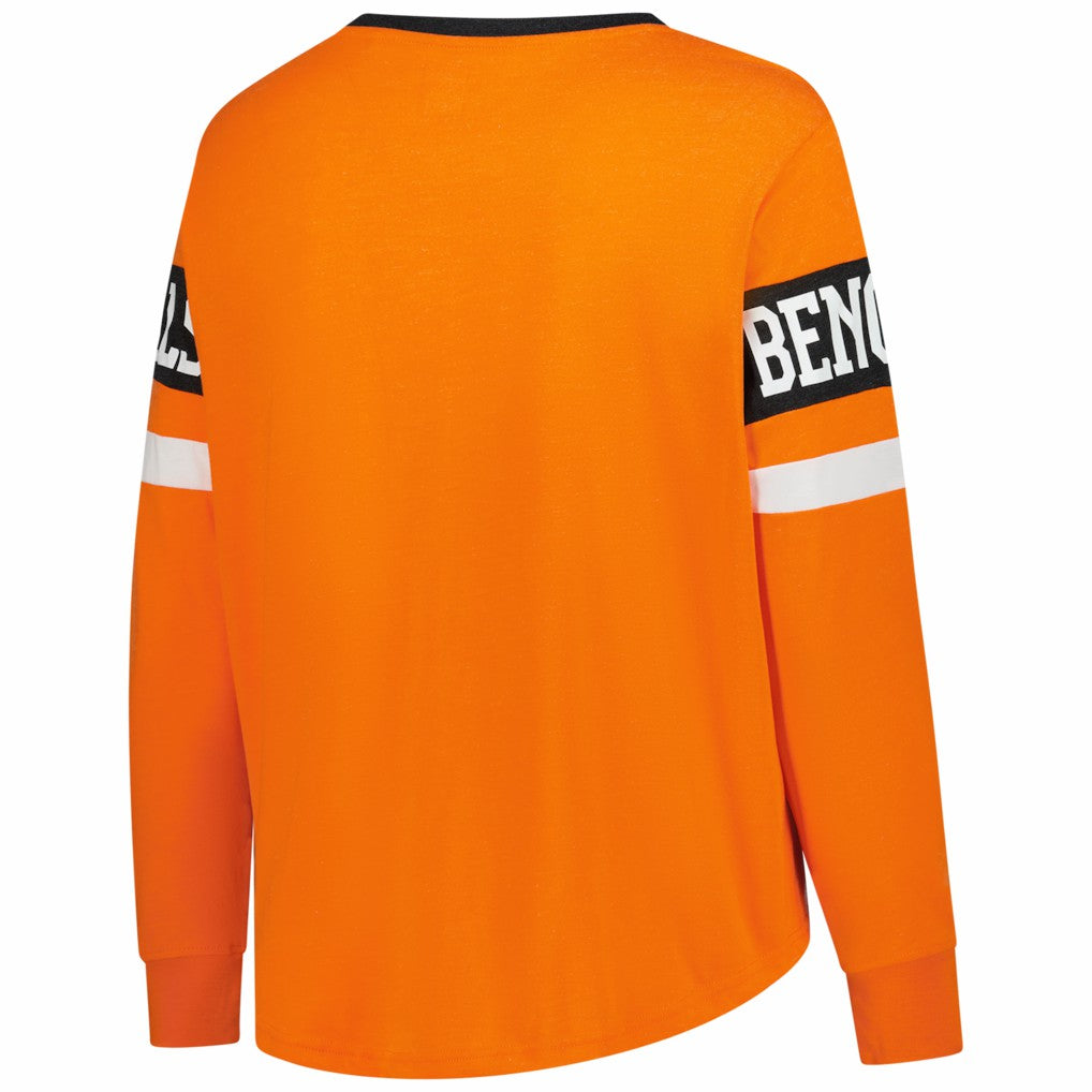 Cincinnati Bengals Women's Plus Size Throwback Lace-Up Long Sleeve T-Shirt | NFL US