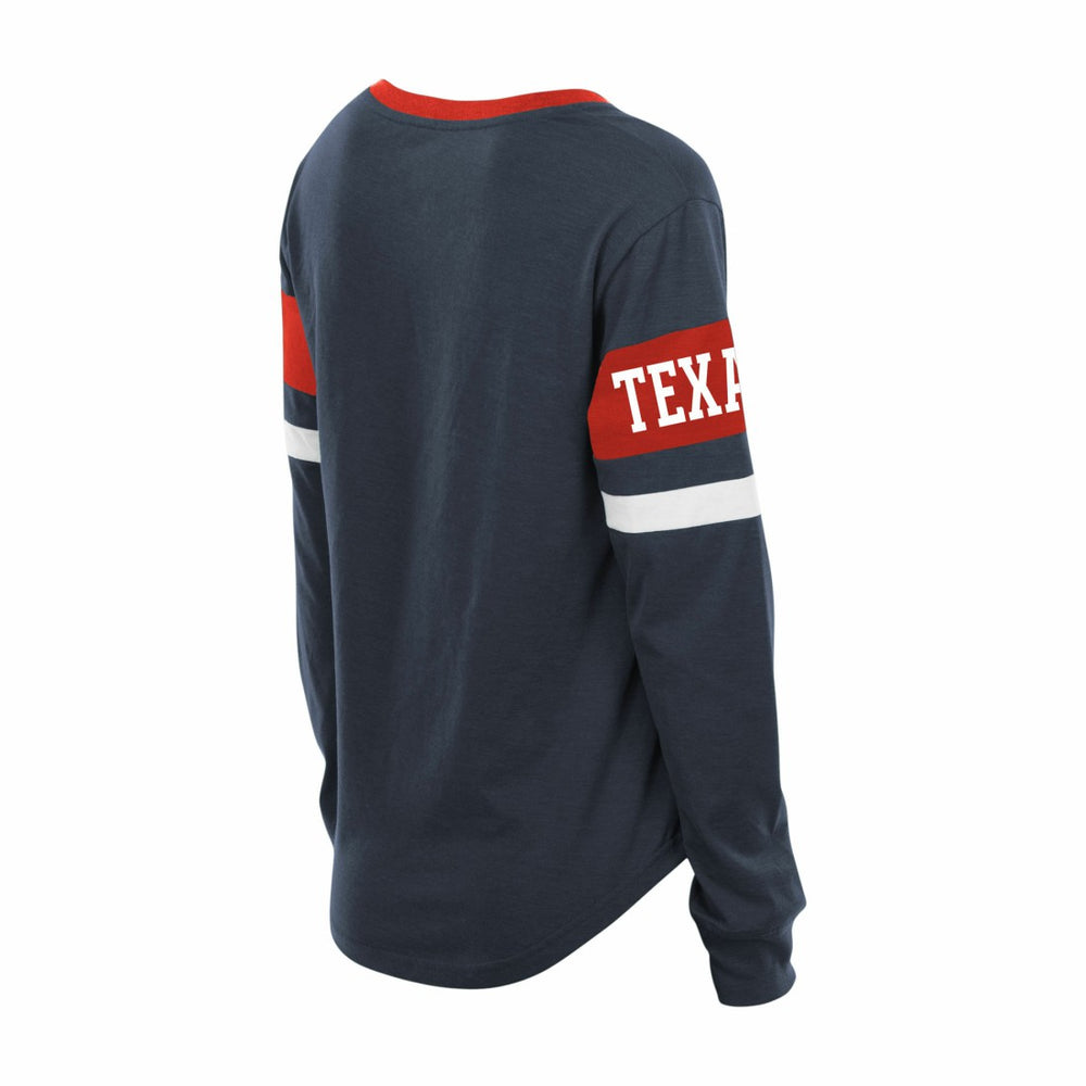 Houston Texans Women's Plus Size Throwback Lace-Up Long Sleeve T-Shirt | NFL On sale