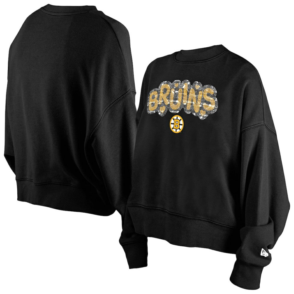 Boston Bruins New Era Girls Youth Flip Sequin Sweatshirt -  NHL Sweatshirts