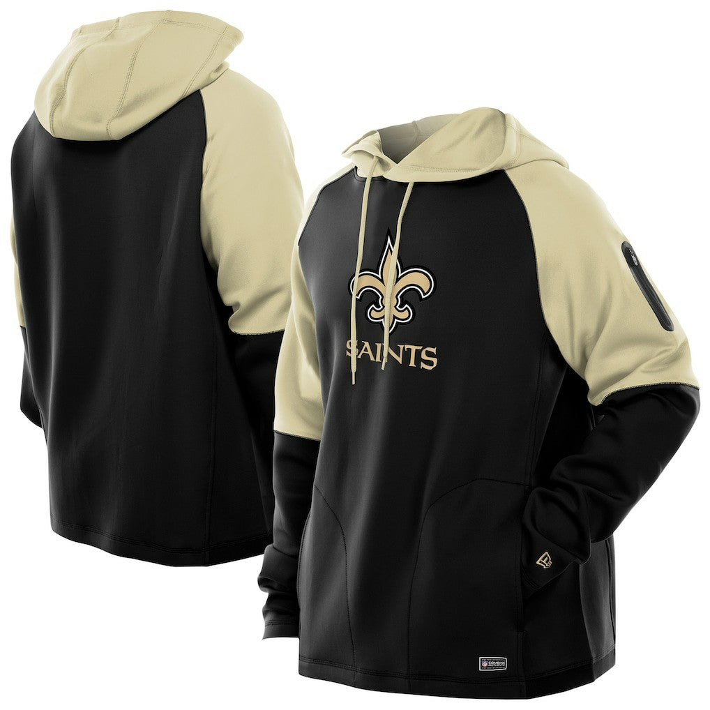 New Orleans Saints Combine Authentic Color Block Raglan Pullover Hoodie | NFL Discount