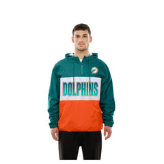 Miami Dolphins Ripstop Quarter-Zip Hooded Windbreaker | NFL Discount