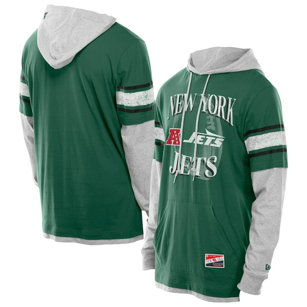 New York Jets Twofer Layered Long Sleeve Hoodie T-Shirt | NFL Discount