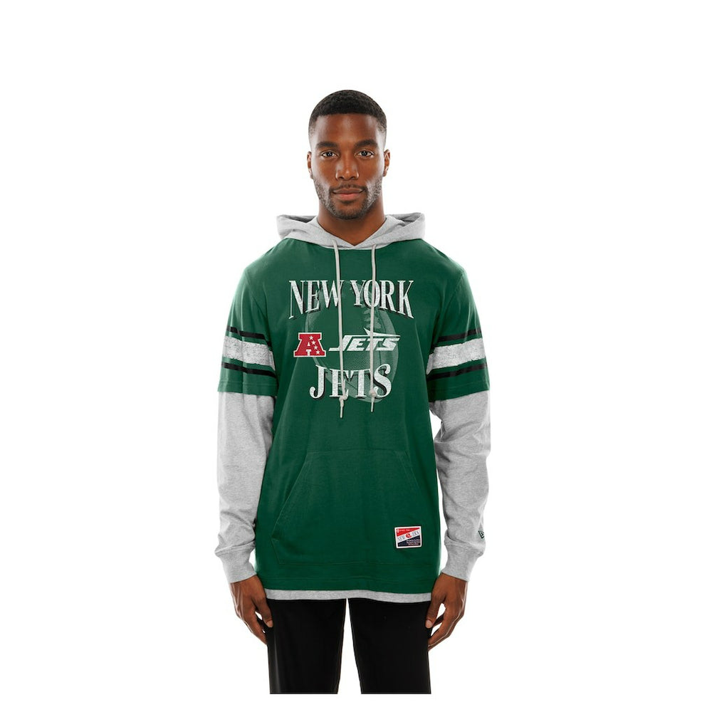 New York Jets Twofer Layered Long Sleeve Hoodie T-Shirt | NFL Discount