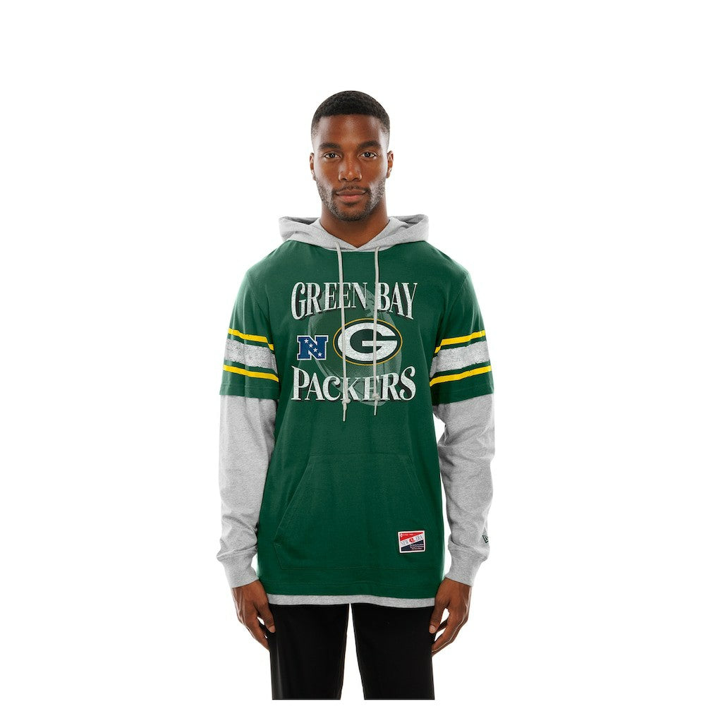 Green Bay Packers Twofer Layered Long Sleeve Hoodie T-Shirt | NFL Discount