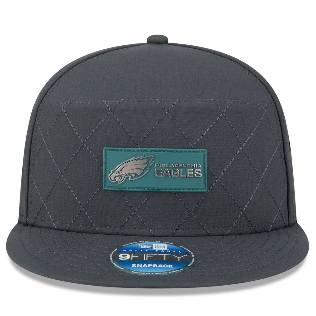 Philadelphia Eagles 2025 Sideline Cold Weather Split Panel 9FIFTY Snapback Hat | NFL Discount