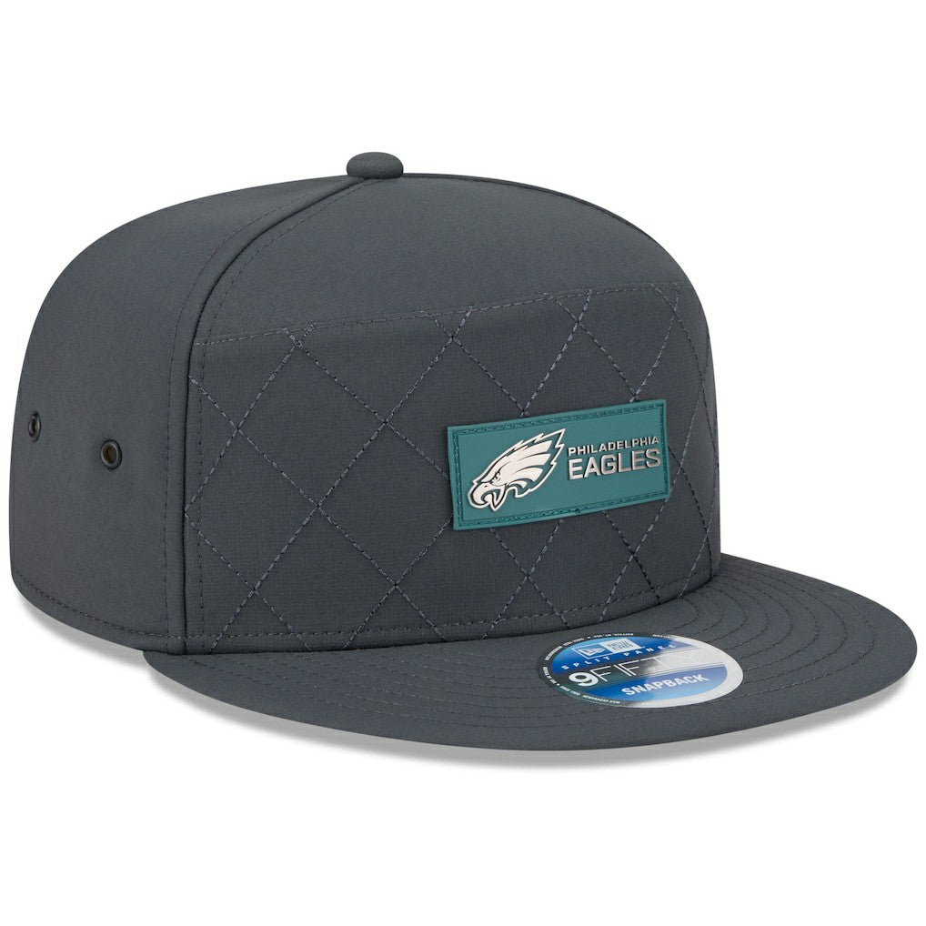 Philadelphia Eagles 2025 Sideline Cold Weather Split Panel 9FIFTY Snapback Hat | NFL Discount