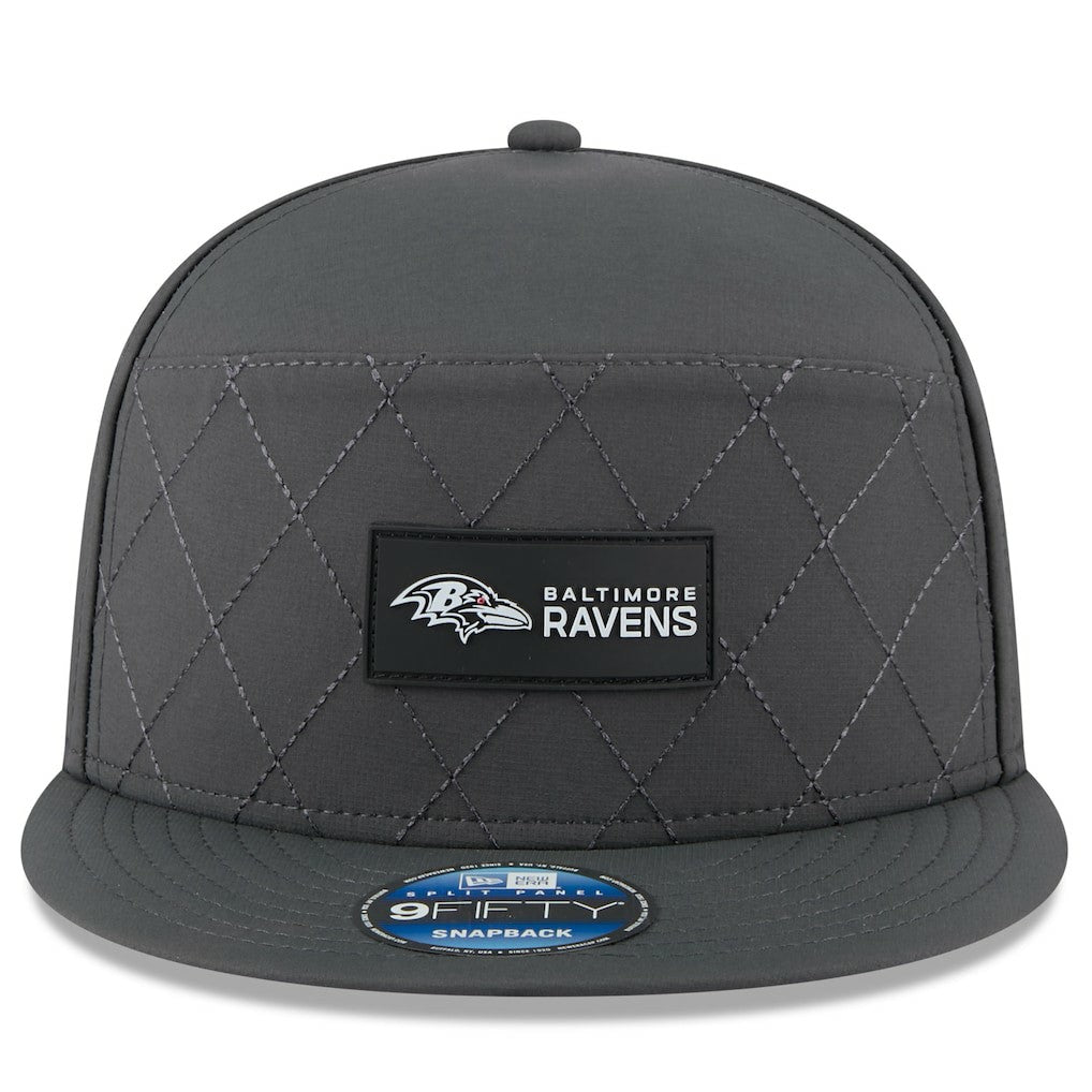 Baltimore Ravens 2025 Sideline Cold Weather Split Panel 9FIFTY Snapback Hat | NFL On sale