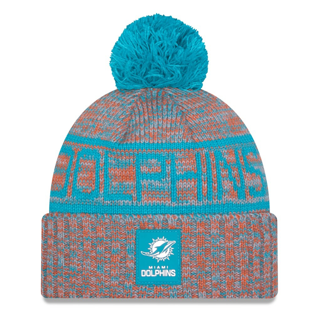 Miami Dolphins 2025 Sideline Cold Weather Cuffed Knit Hat with Pom | NFL On sale