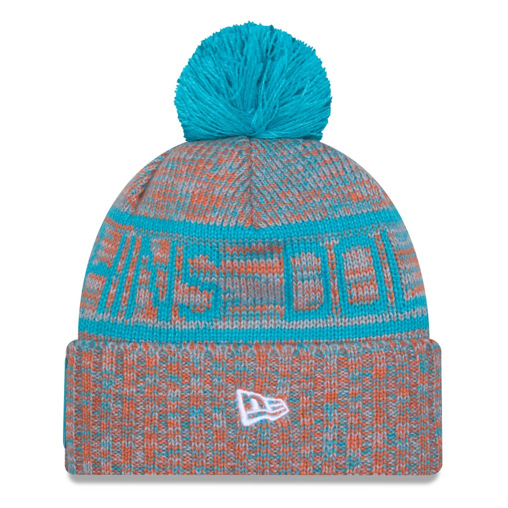 Miami Dolphins 2025 Sideline Cold Weather Cuffed Knit Hat with Pom | NFL On sale