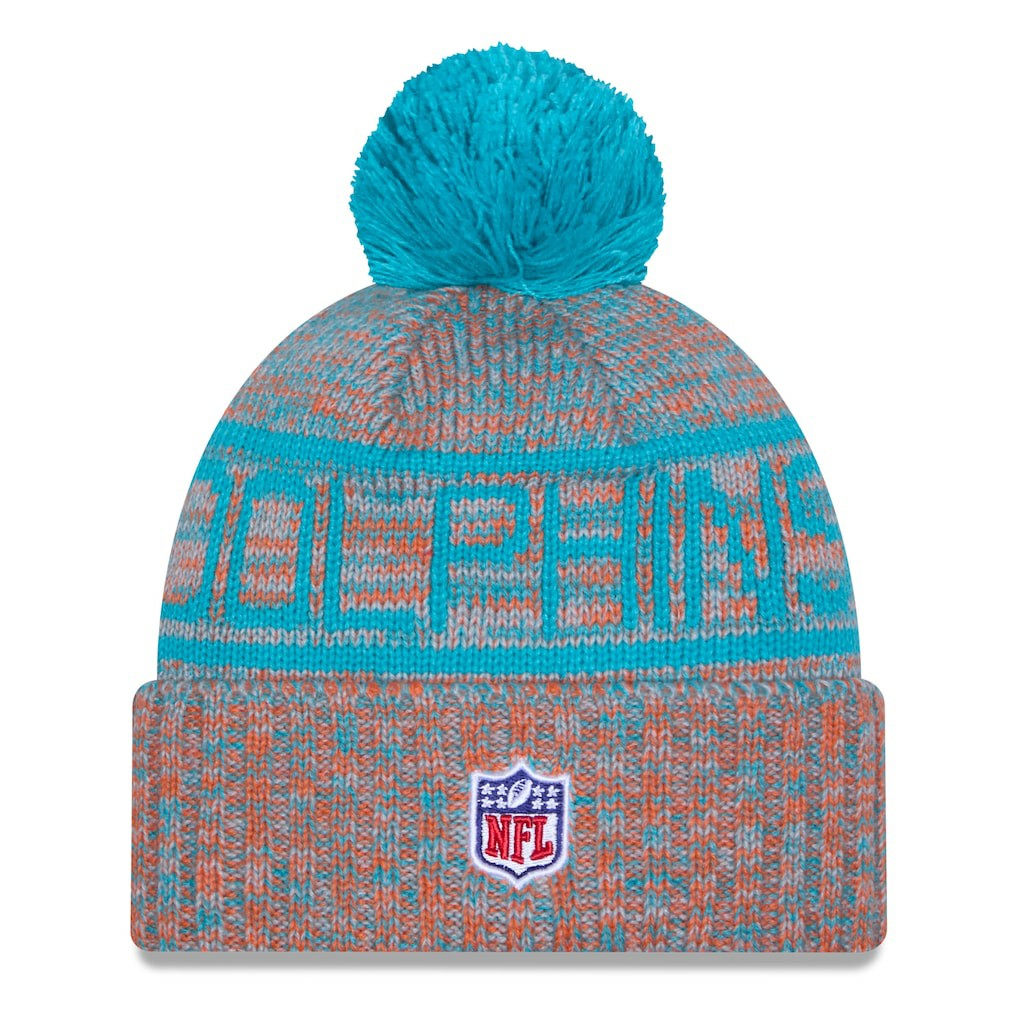 Miami Dolphins 2025 Sideline Cold Weather Cuffed Knit Hat with Pom | NFL On sale
