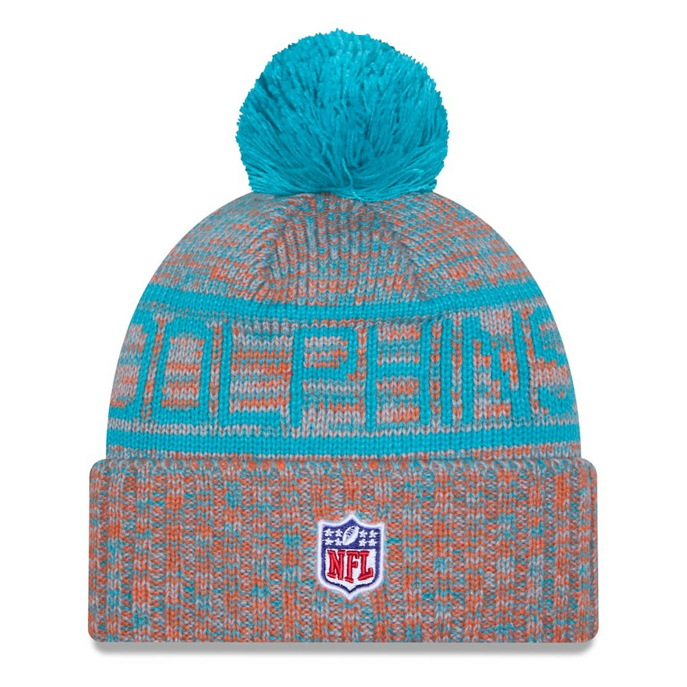 Miami Dolphins 2025 Sideline Cold Weather Cuffed Knit Hat with Pom | NFL On sale