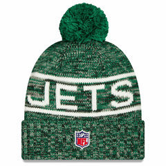 New York Jets 2025 Sideline Cold Weather Cuffed Knit Hat with Pom | NFL Hot