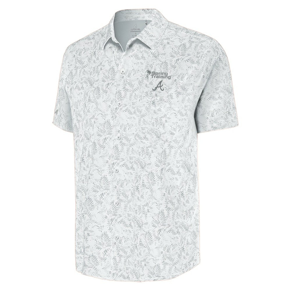Atlanta Braves Antigua Palm Tree Spring Training Lush Button-Up Shirt - MLB