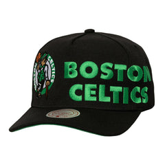 Black Boston Celtics Busted Logo Wordmark Wrap-Around Pro Pinch Adjustable Hat | NBA
