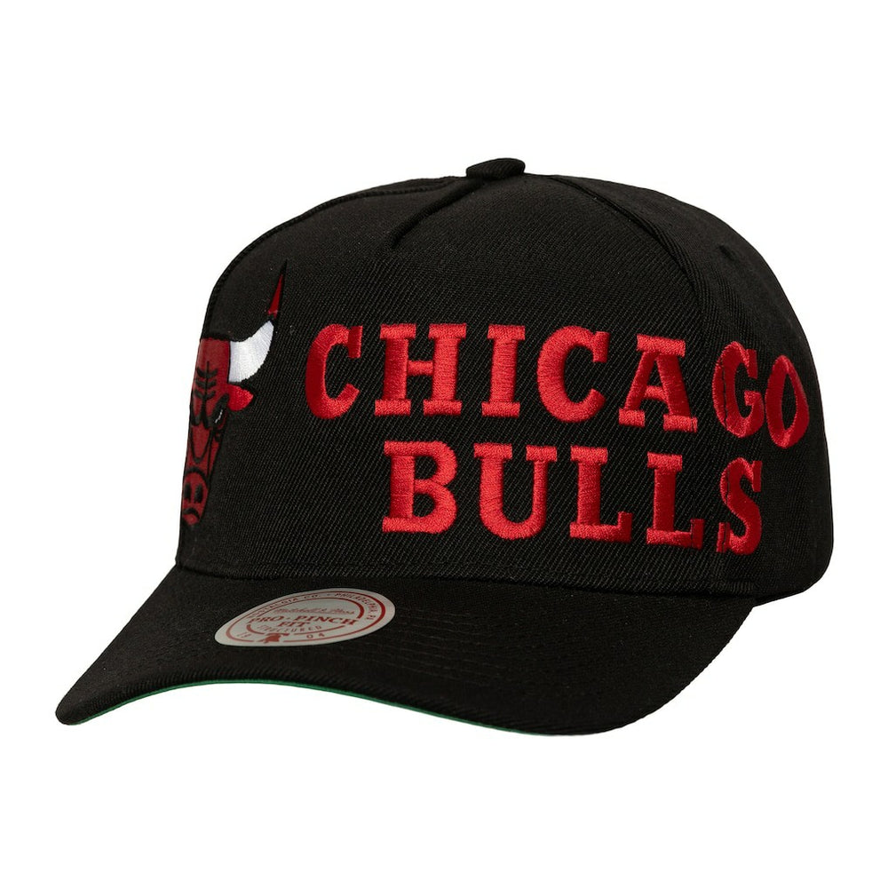 Black Chicago Bulls Busted Logo Wordmark Wrap-Around Pro Pinch Adjustable Hat | NBA