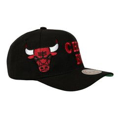 Black Chicago Bulls Busted Logo Wordmark Wrap-Around Pro Pinch Adjustable Hat | NBA