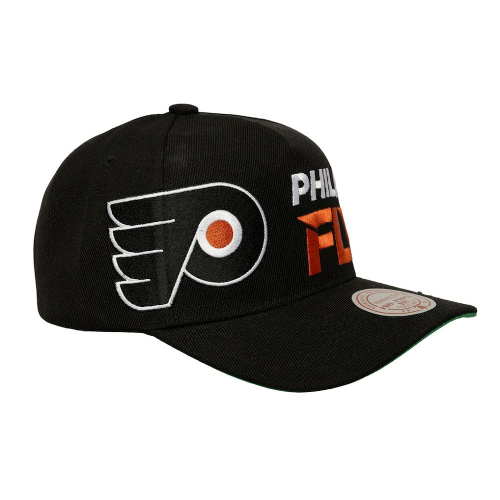 Philadelphia Flyers Mitchell & Ness Busted Logo Wordmark Wrap-Around Pro Pinch Adjustable Hat -  NHL Hats