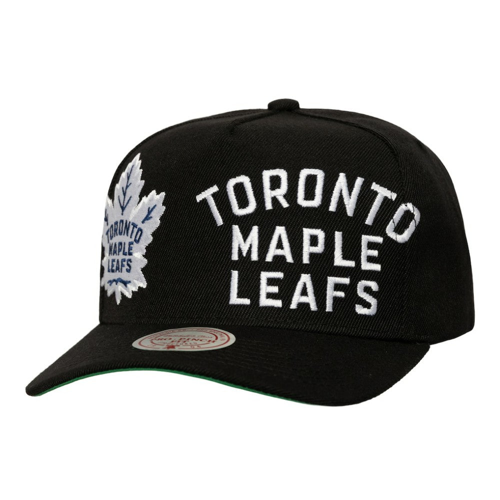Toronto Maple Leafs Mitchell & Ness Busted Logo Wordmark Wrap-Around Pro Pinch Adjustable Hat -  NHL Hats