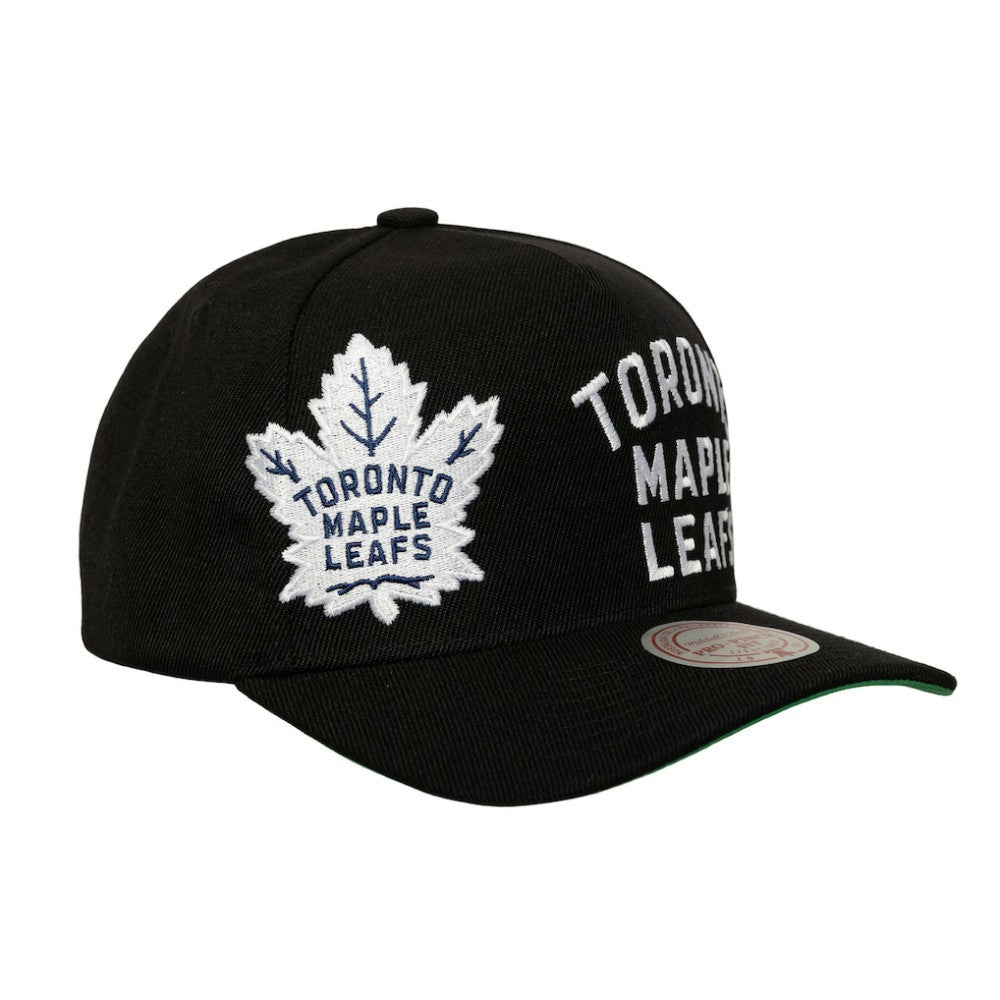 Toronto Maple Leafs Mitchell & Ness Busted Logo Wordmark Wrap-Around Pro Pinch Adjustable Hat -  NHL Hats