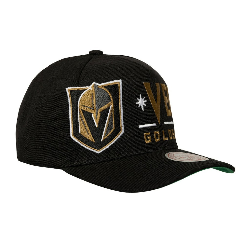 Vegas Golden Knights Mitchell & Ness Busted Logo Wordmark Wrap-Around Pro Pinch Adjustable Hat -  NHL Hats