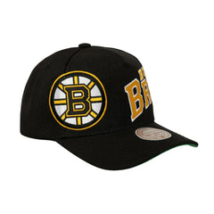 Boston Bruins Mitchell & Ness Busted Logo Wordmark Wrap-Around Pro Pinch Adjustable Hat -  NHL Hats