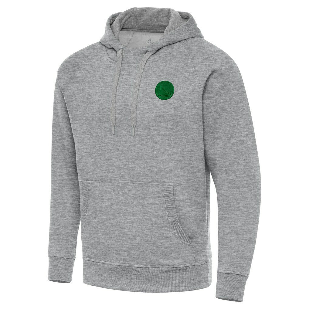 Heather Gray Golden State Warriors Antigua St. Patrick's Day Victory Raglan Pullover Hoodie sale | NBA