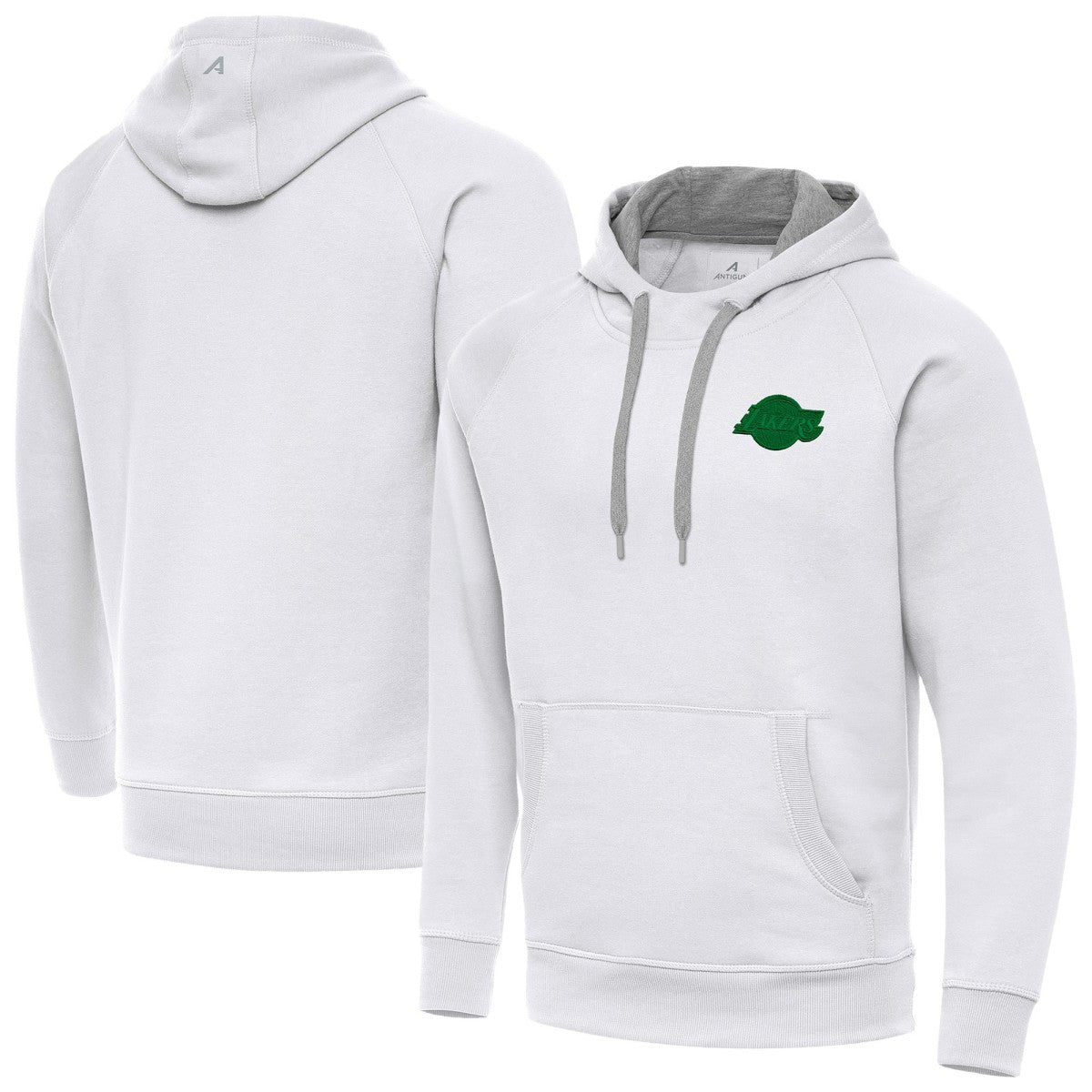 White Los Angeles Lakers Antigua St. Patrick's Day Victory Raglan Pullover Hoodie | NBA