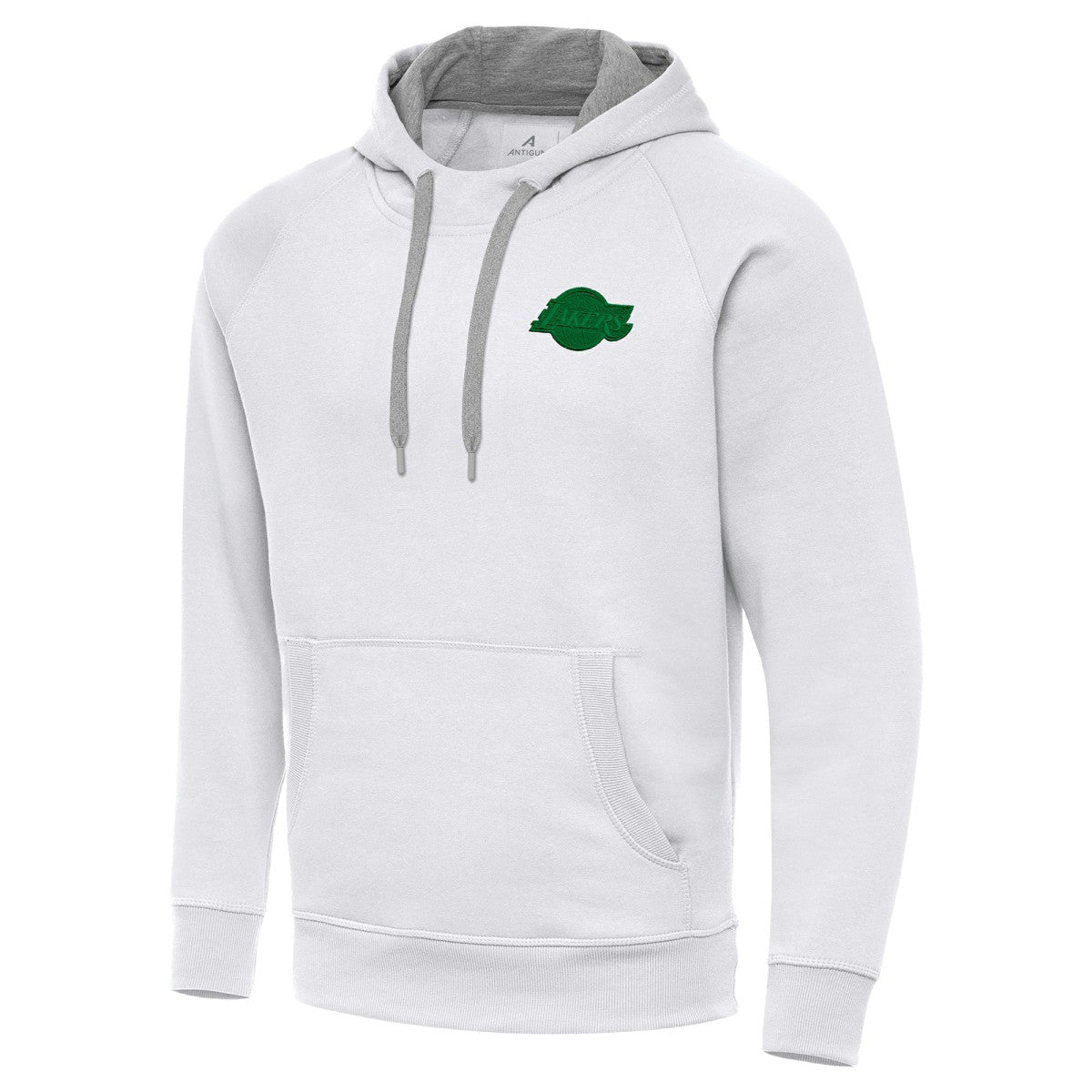White Los Angeles Lakers Antigua St. Patrick's Day Victory Raglan Pullover Hoodie | NBA