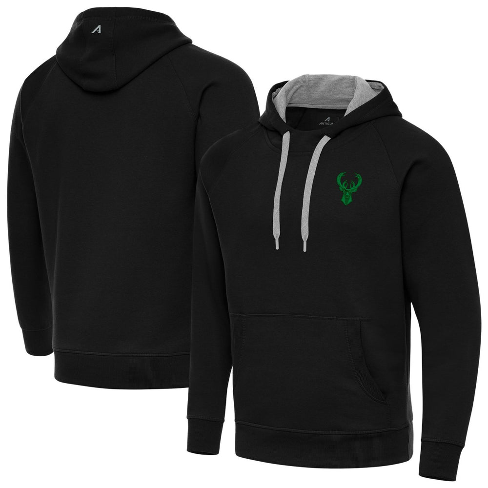 Black Milwaukee Bucks Antigua St. Patrick's Day Victory Raglan Pullover Hoodie | NBA