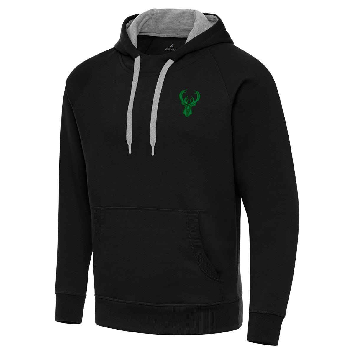 Black Milwaukee Bucks Antigua St. Patrick's Day Victory Raglan Pullover Hoodie | NBA