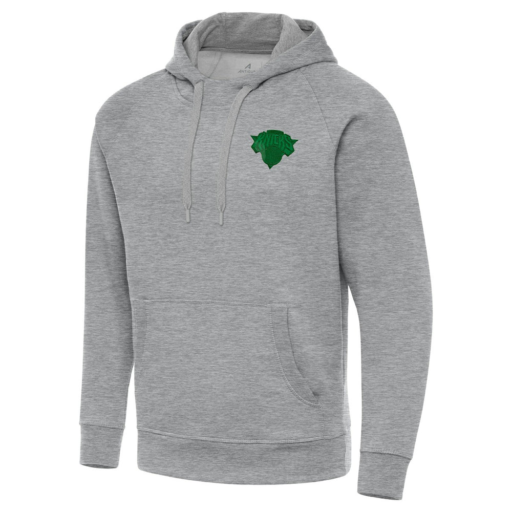 Heather Gray New York Knicks Antigua St. Patrick's Day Victory Raglan Pullover Hoodie | NBA