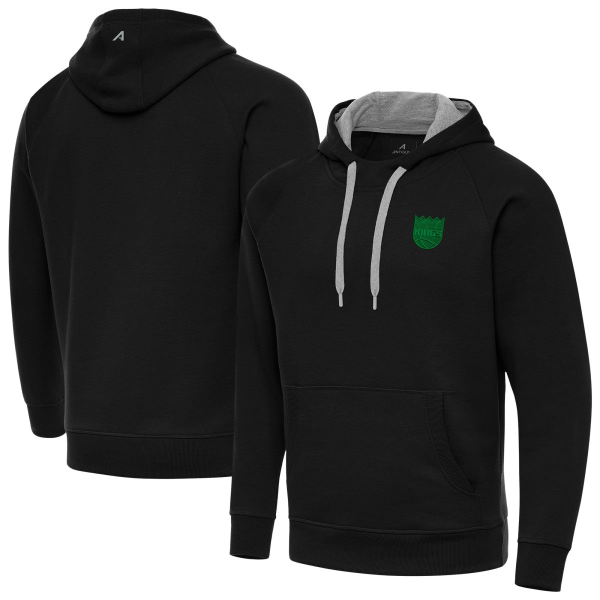 Black Sacramento Kings Antigua St. Patrick's Day Victory Raglan Pullover Hoodie | NBA