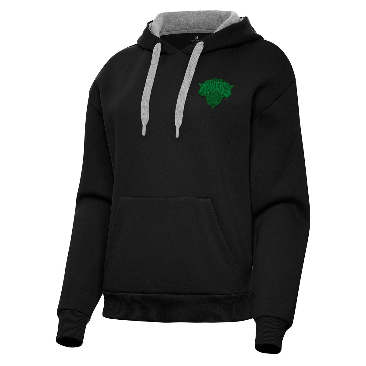 Black New York Knicks Antigua Women's St. Patrick's Day Victory Pullover Hoodie | NBA