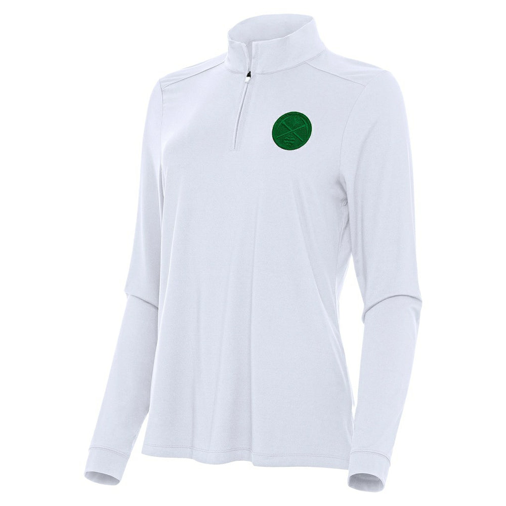 White Denver Nuggets Antigua Women's St. Patrick's Day Intent Quarter-Zip Top sale | NBA