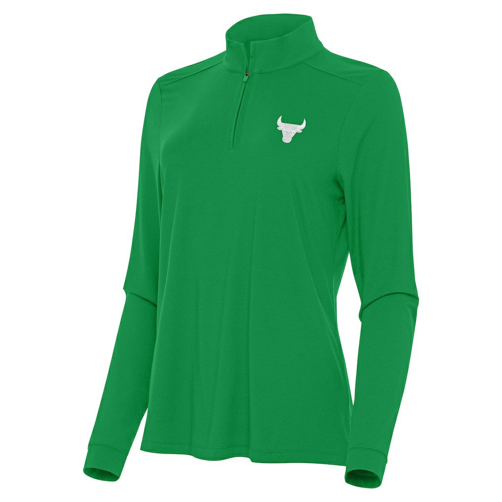 Kelly Green Chicago Bulls Antigua Women's St. Patrick's Day Intent Quarter-Zip Top | NBA