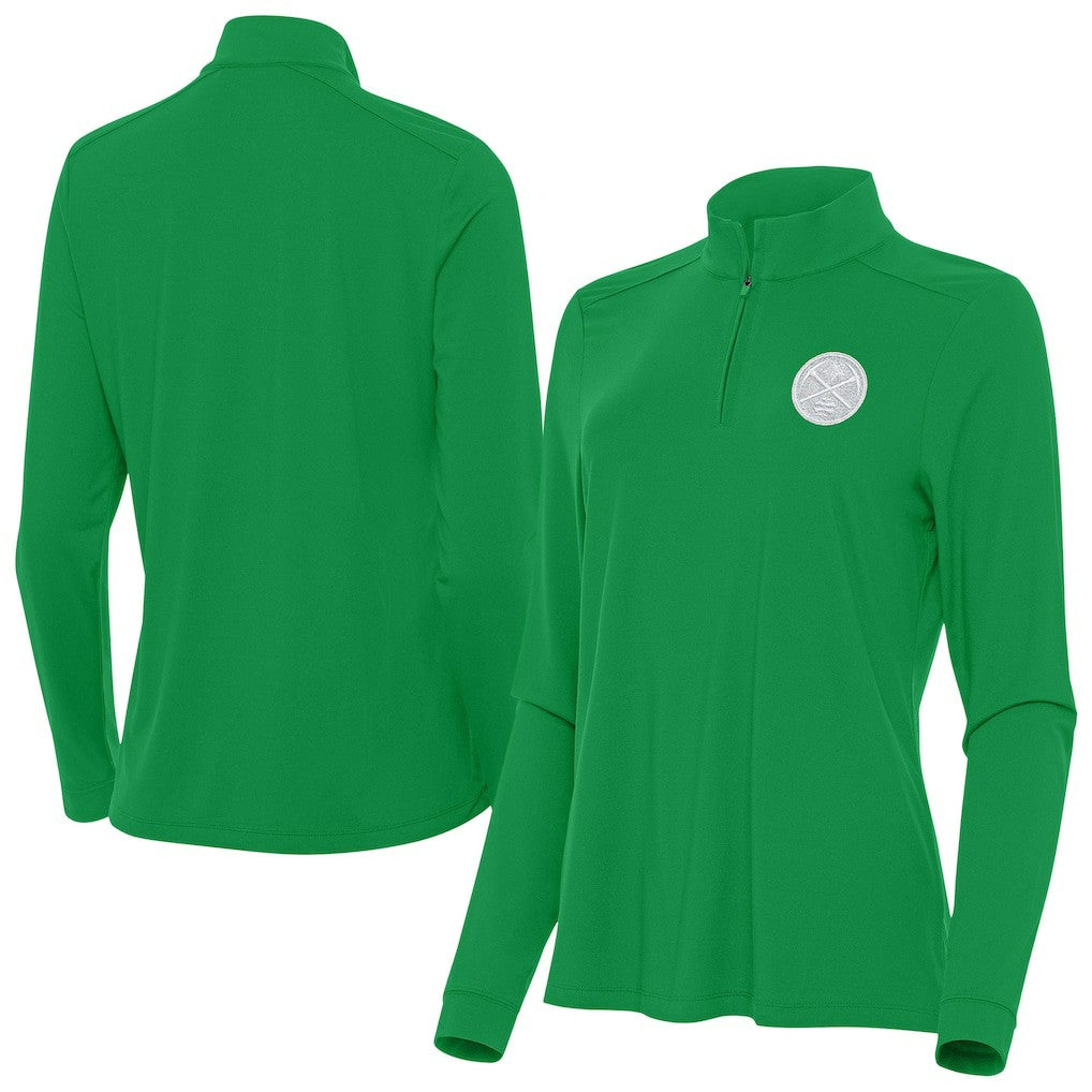 Kelly Green Denver Nuggets Antigua Women's St. Patrick's Day Intent Quarter-Zip Top sale | NBA