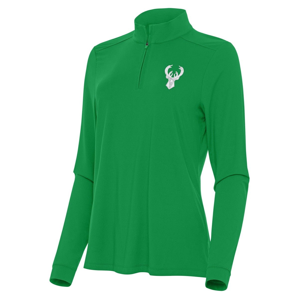 Kelly Green Milwaukee Bucks Antigua Women's St. Patrick's Day Intent Quarter-Zip Top | NBA