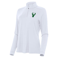 White Milwaukee Bucks Antigua Women's St. Patrick's Day Intent Quarter-Zip Top | NBA
