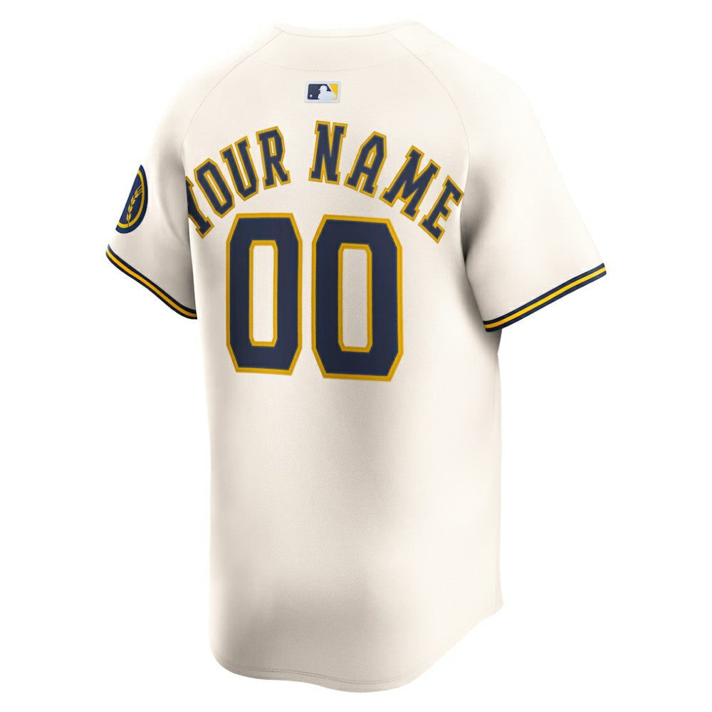 Milwaukee Brewers Nike Home Limited Custom Jersey - MLB Jerseys