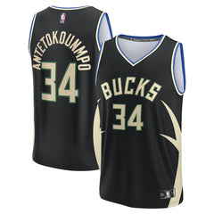 Black Giannis Antetokounmpo Milwaukee Bucks Fast Break Replica Player Jersey | NBA