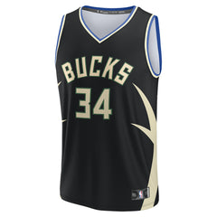Black Giannis Antetokounmpo Milwaukee Bucks Fast Break Replica Player Jersey | NBA