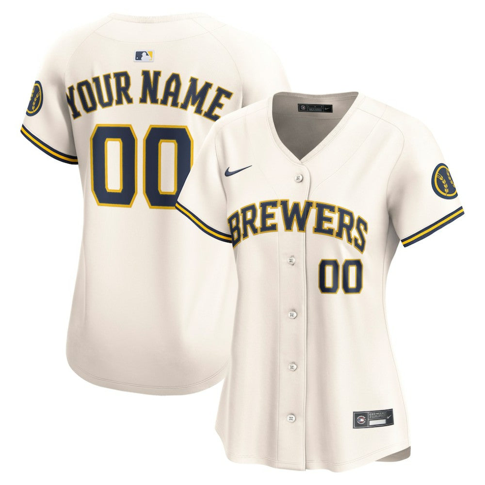 Milwaukee Brewers Nike Women's Home Limited Custom Jersey - MLB Jerseys